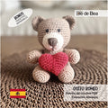 Patrón de Crochet PDF - Osito ROMERO + Corazón TERNURA + Tarjetitas imprimibles